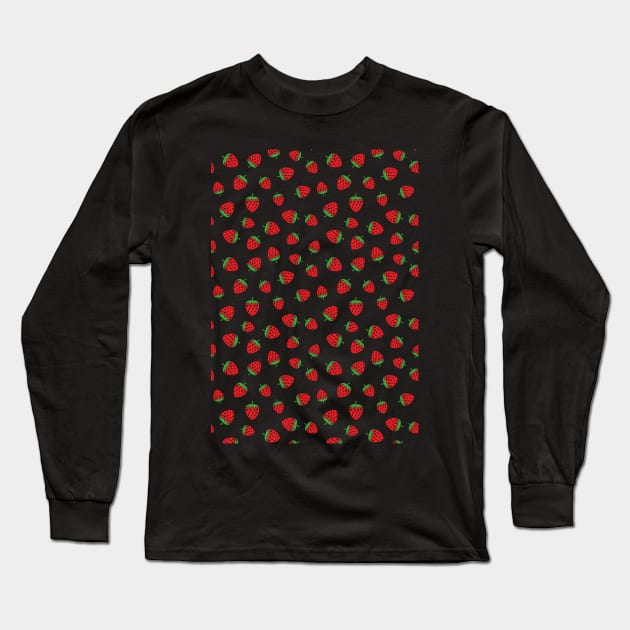 Strawberry Print Pattern Illustration by Hey Visuals Long Sleeve T-Shirt by heyvisuals